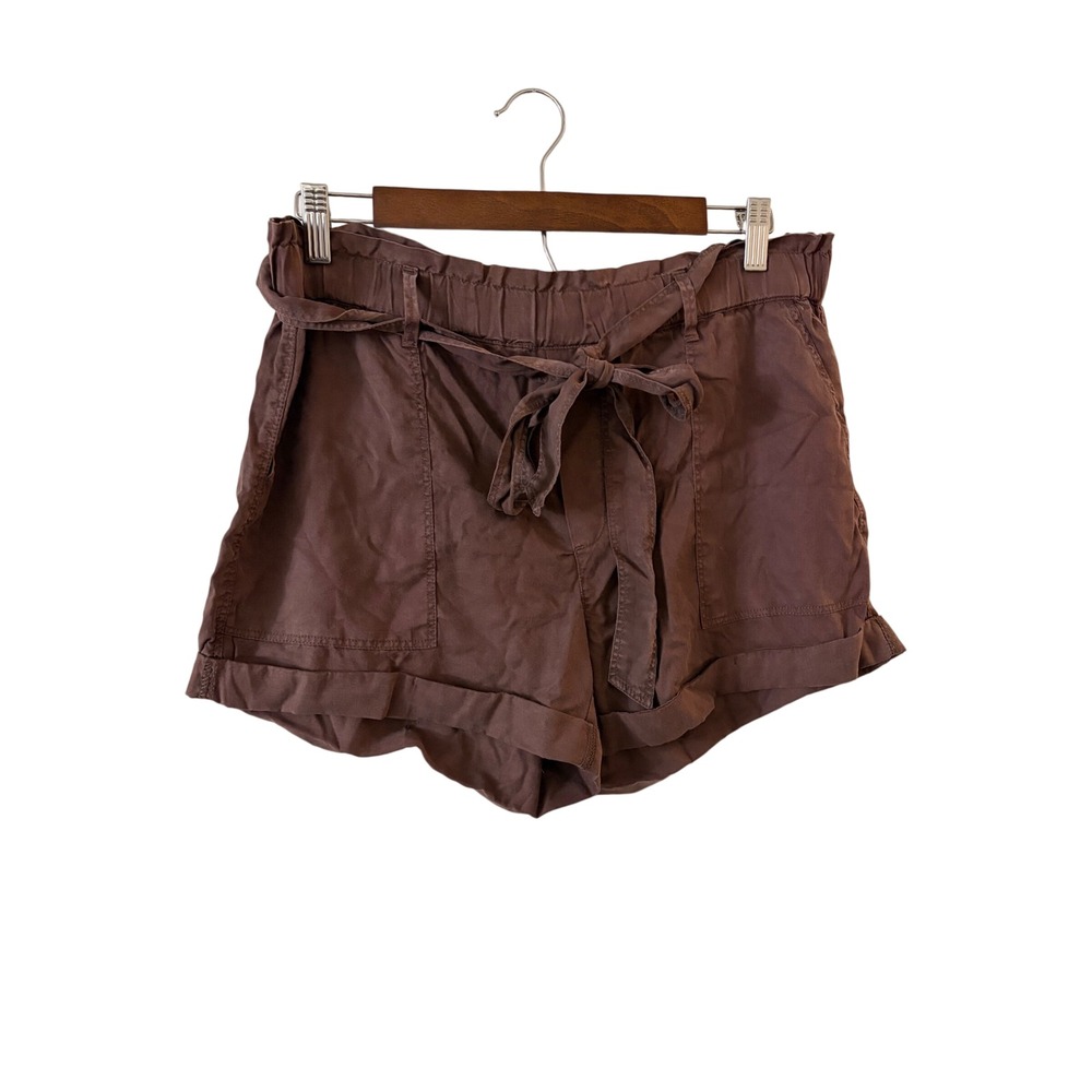 Aerie Brown Paperbag Waist Tie Shorts High Rise Cuffed Small NWT